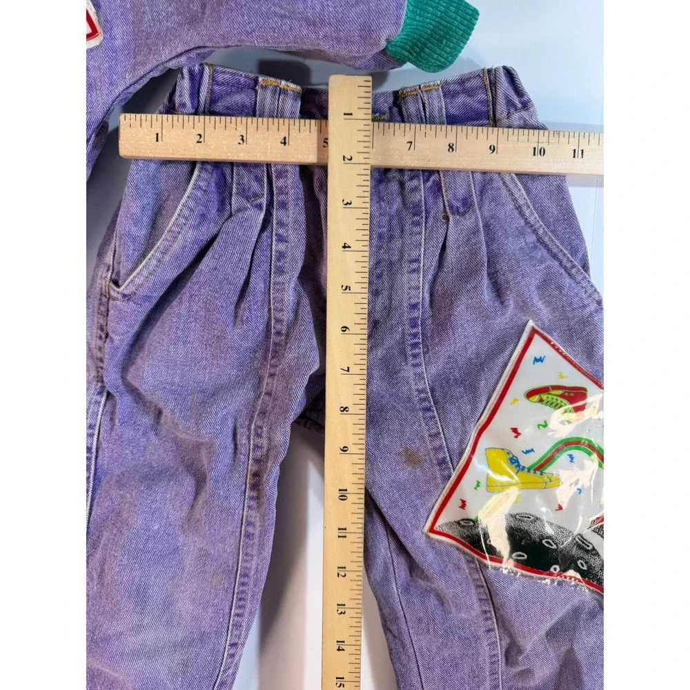 Vintage Purple Acid Wash Denim Jacket and Pants Set Juniors Graphic 2 Piece